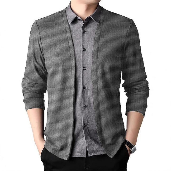 Herren strukturierter Cardigan mit offenen Kanten Aliams