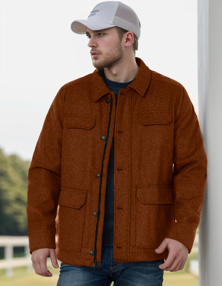 Herren Wolljacke mit funktionalen Taschen und modernem Schnitt Aliams