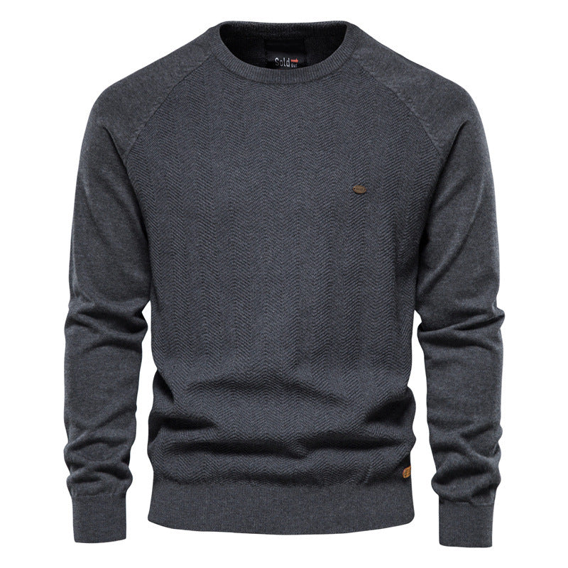 Herren Strickpullover mit elegantem Zickzackmuster und Rundhalsausschnitt Aliams