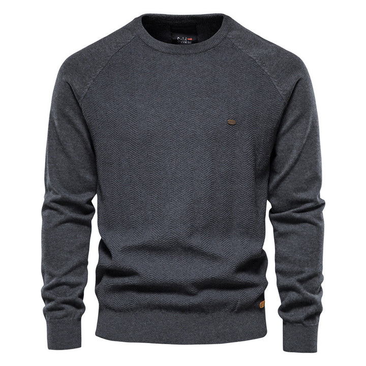 Herren Strickpullover mit elegantem Zickzackmuster und Rundhalsausschnitt Aliams