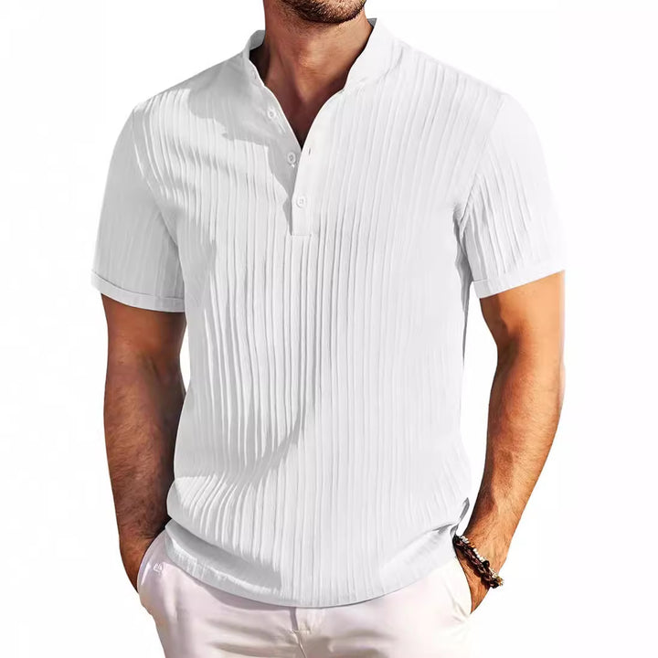 Herren Struktur Kurzarm Henley-Shirt Aliams