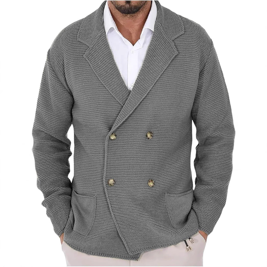 Herren Strickjacke mit modischem Schalkragen und dekorativen Knöpfen Aliams