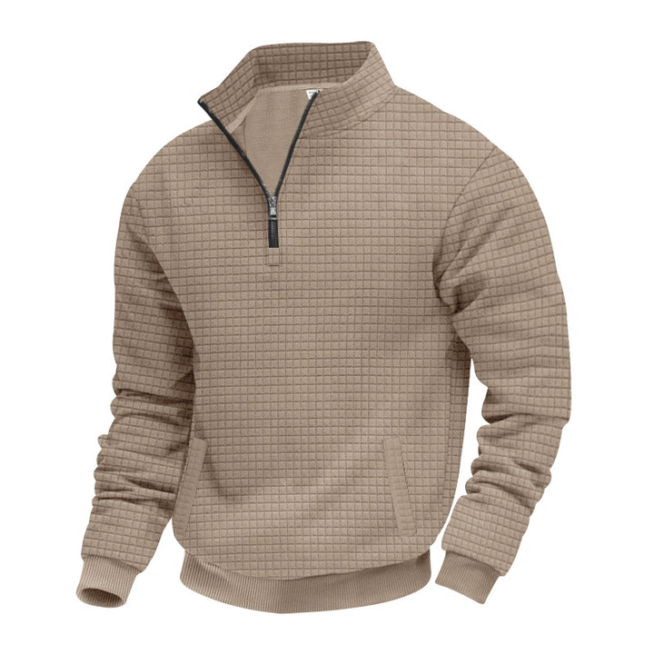 Herren Strukturierter Sweatpullover mit halbem Reißverschluss Aliams