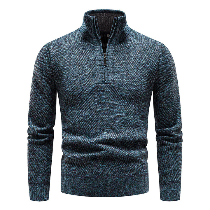Herren Sportlicher Strickpullover mit halbem Reißverschluss und strukturiertem Design Aliams