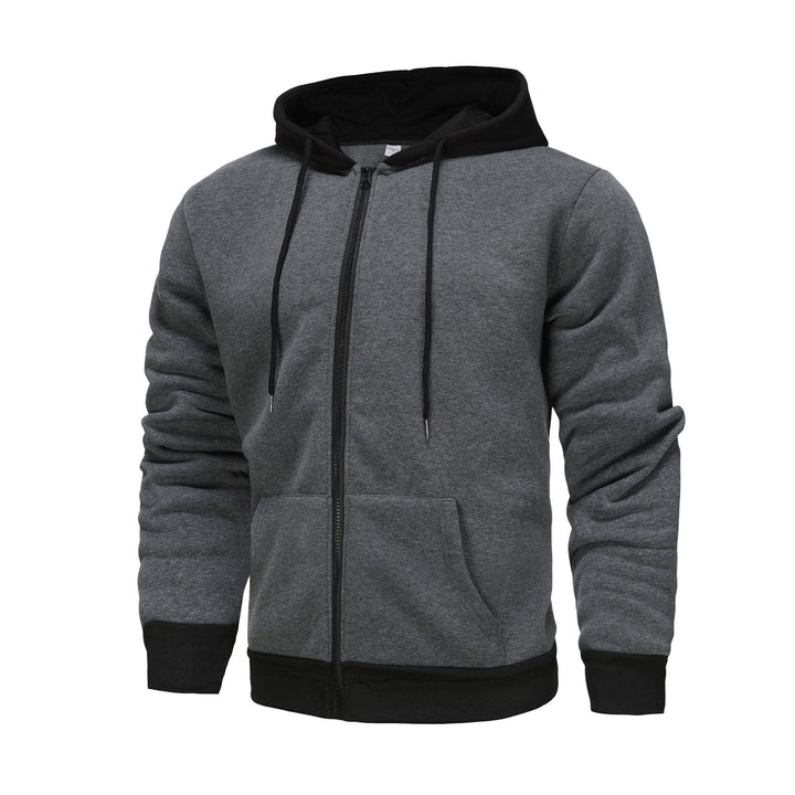 Herren Zip-Hoodie mit Kontrastfarbe und Kängurutasche Aliams