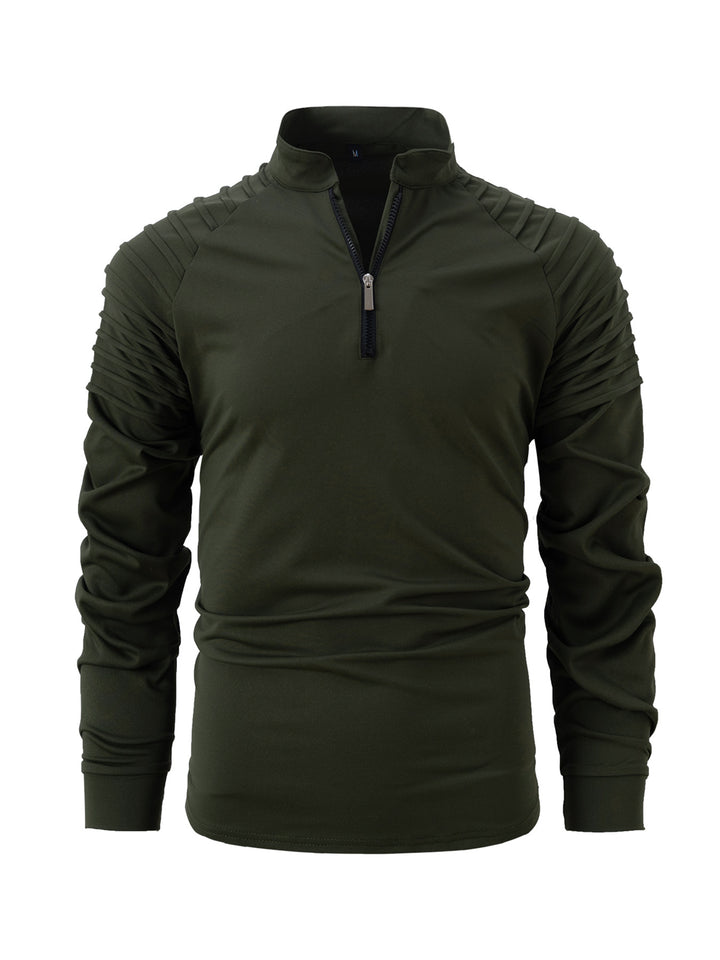 Herren Sportlicher Langarm-Zip-Hemd mit ergonomischem Schnitt Aliams