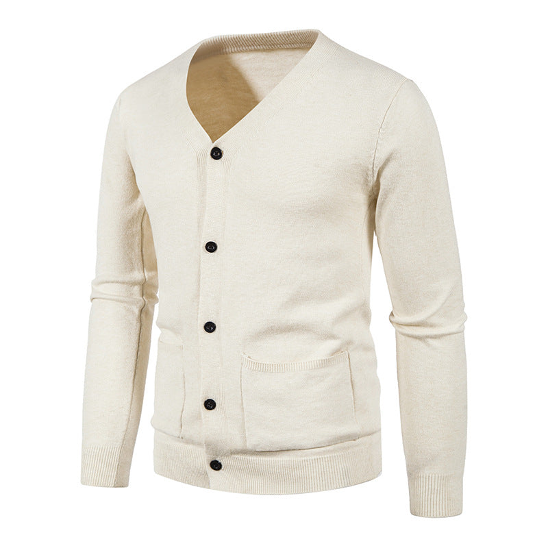 Herren Strickjacke mit V-Ausschnitt und praktischen Taschen Aliams
