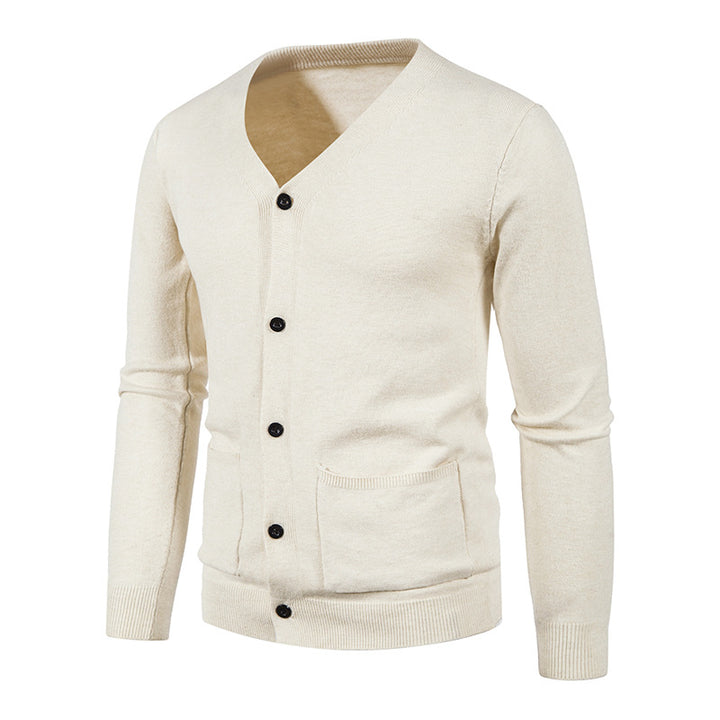Herren Strickjacke mit V-Ausschnitt und praktischen Taschen Aliams