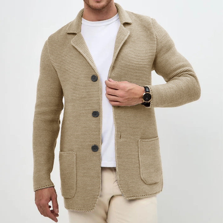 Herren Strickjacke mit warmem Schalkragen und praktischen Taschen Aliams