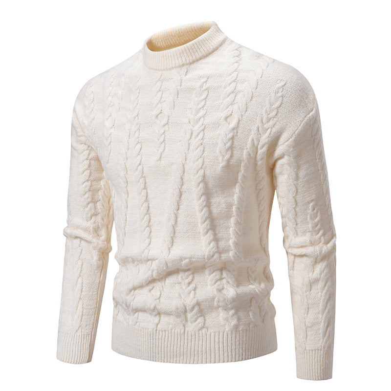 Herren Strickpullover mit klassischem Zopfdesign und hohem Kragen Aliams