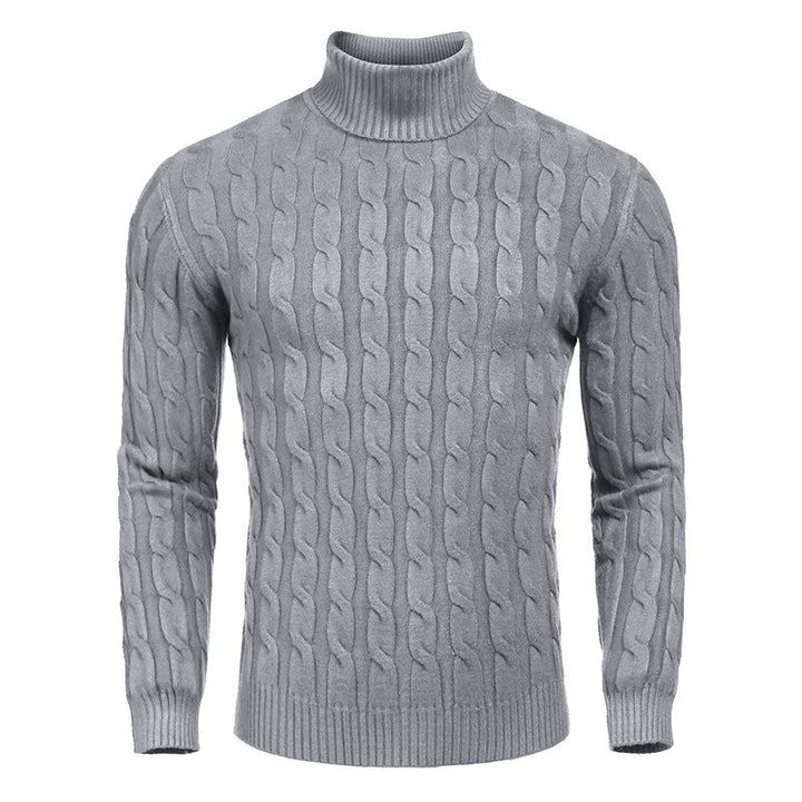 Herren Strickpullover mit hohem Kragen und Zopfmuster Aliams