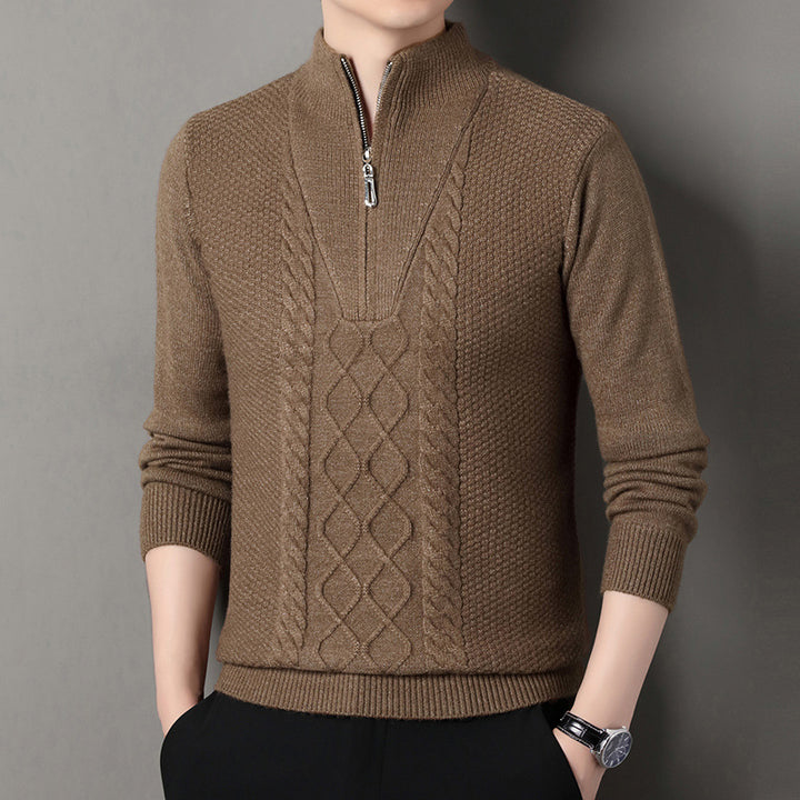 Herren Strickpullover mit hohem Kragen und Zipper Aliams