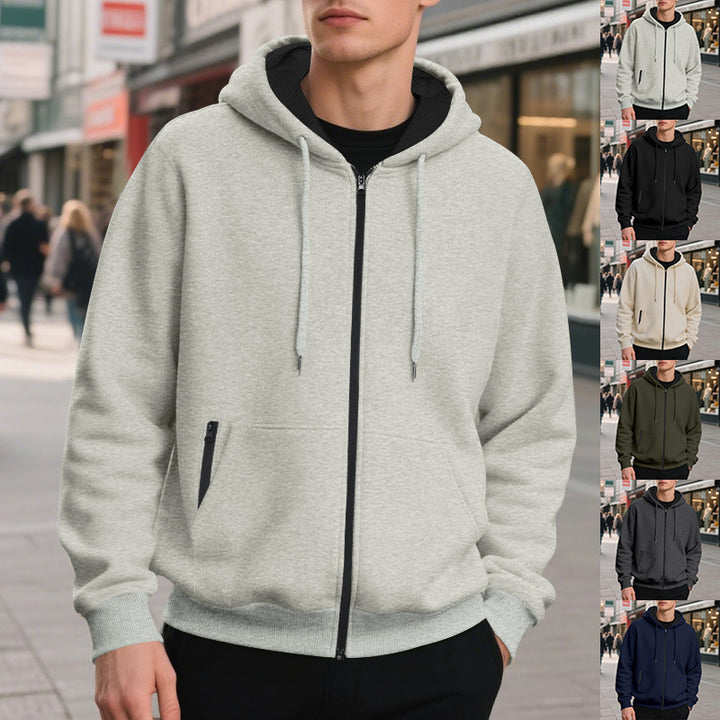 Herren Zip-Hoodie mit praktischen Taschen und atmungsaktiver Fleece-Innenausstattung Aliams