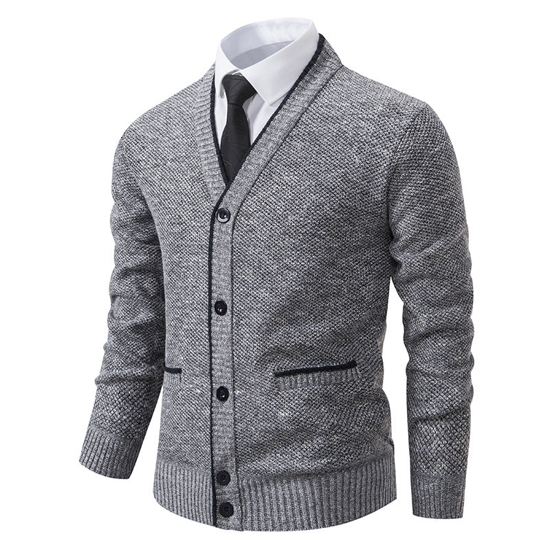 Herren Strickjacke mit V-Ausschnitt und eleganten Details Aliams