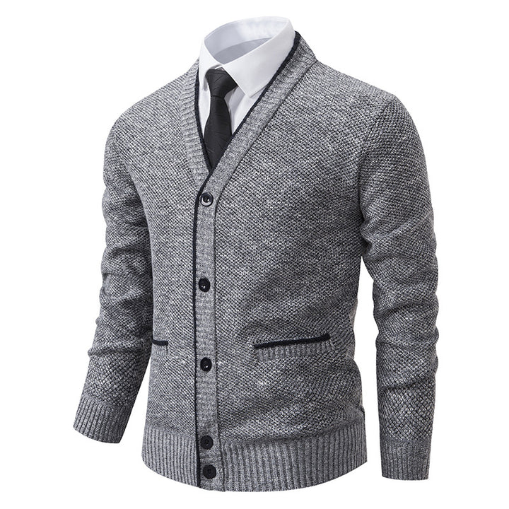 Herren Strickjacke mit V-Ausschnitt und eleganten Details Aliams