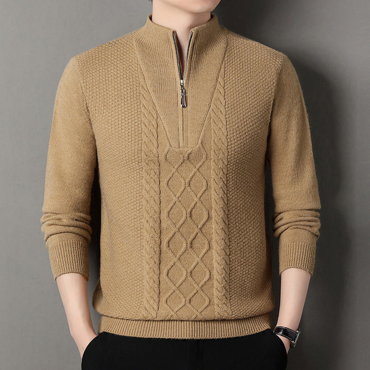 Herren Strickpullover mit hohem Kragen und Zipper Aliams