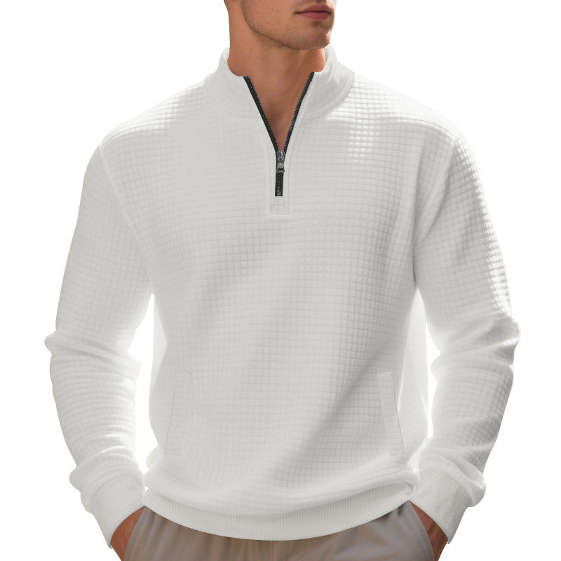 Herren sportlicher Pullover mit Reißverschluss und strukturierter Oberfläche Aliams