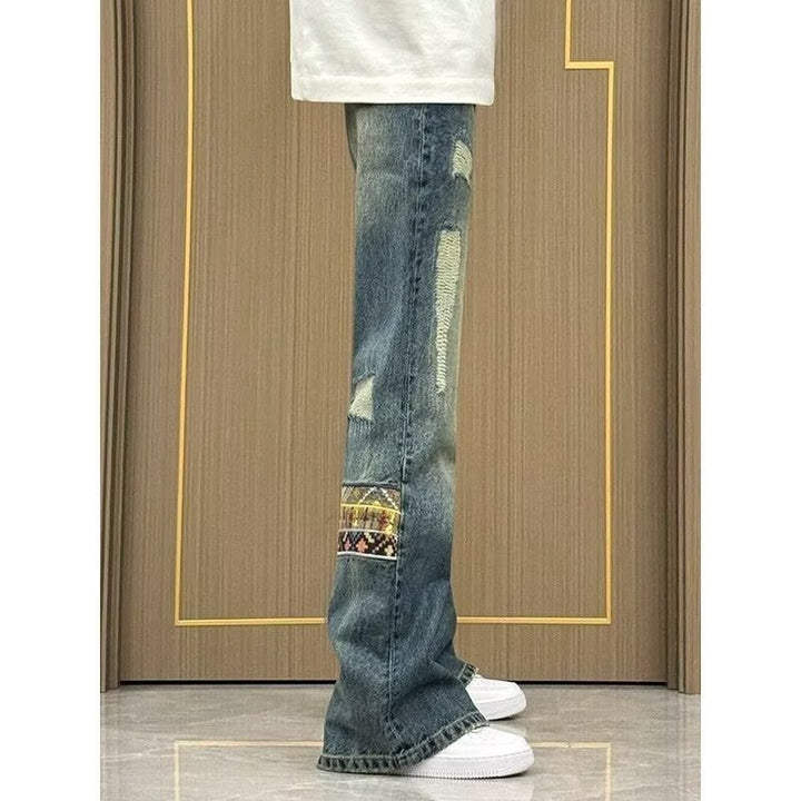 Herren trendige Jeans im lässigen Bootcut-Stil mit einzigartigen Applikationen Aliams