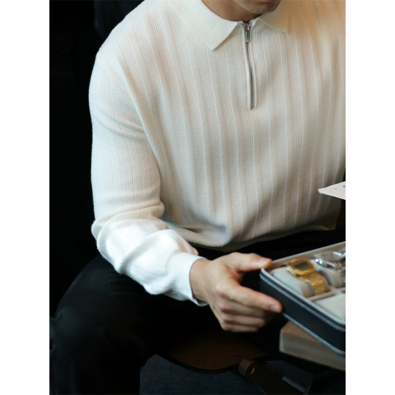 Herren Strickpullover mit Kragen und praktischem Reißverschluss Aliams