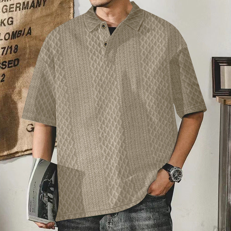 Herren Trendiges Kurzarmhemd mit strukturiertem Design und Knopfleiste Aliams