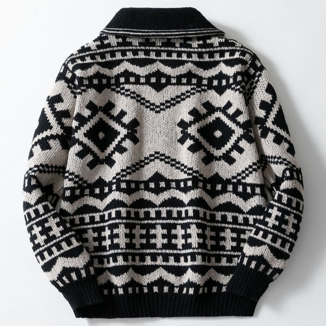 Herren Strickjacke mit Zopfmuster und Stehkragen Aliams