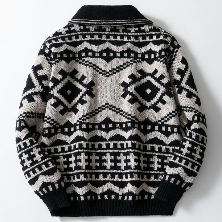 Herren Strickjacke mit Zopfmuster und Stehkragen Aliams