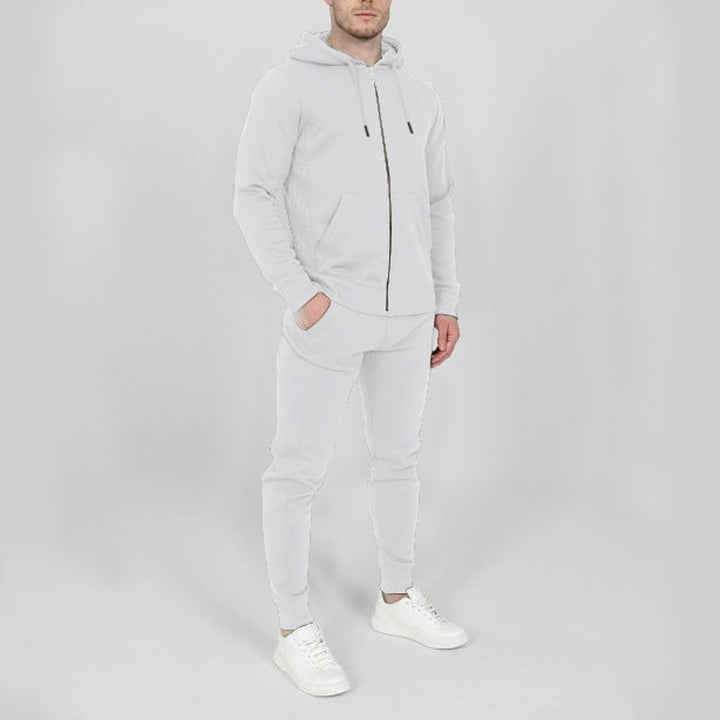 Herren sportlicher Kapuzenanzug mit durchgehendem Reißverschluss und elastischen Bündchen Aliams