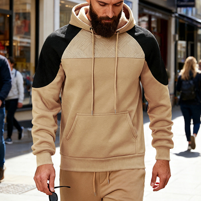 Herren sportlicher Kapuzenpullover mit strukturierten Ärmelpanels Aliams