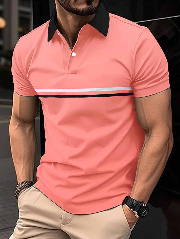 Herren Stylisches Gestreiftes Sport Polo-Shirt Aliams