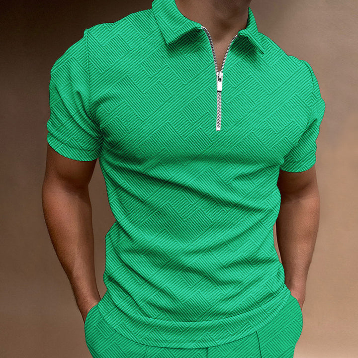 Herren strukturiertes Kurzarm-Zip-Polo Aliams