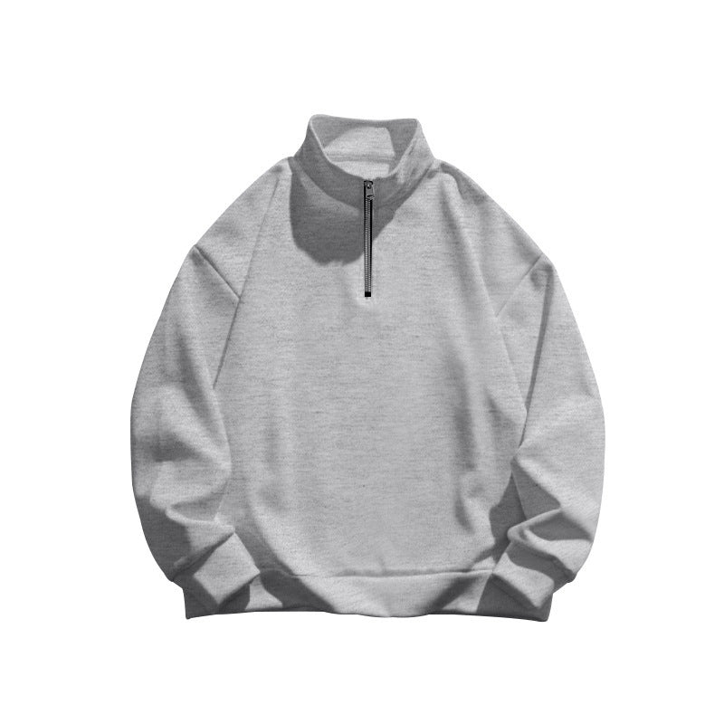 Herren stylischer Fleece-Pullover mit hohem Stehkragen und Reißverschluss Aliams