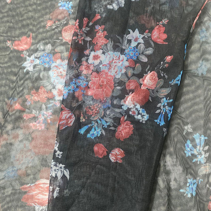 Herren transparentes Langarmshirt mit floralem Muster Aliams