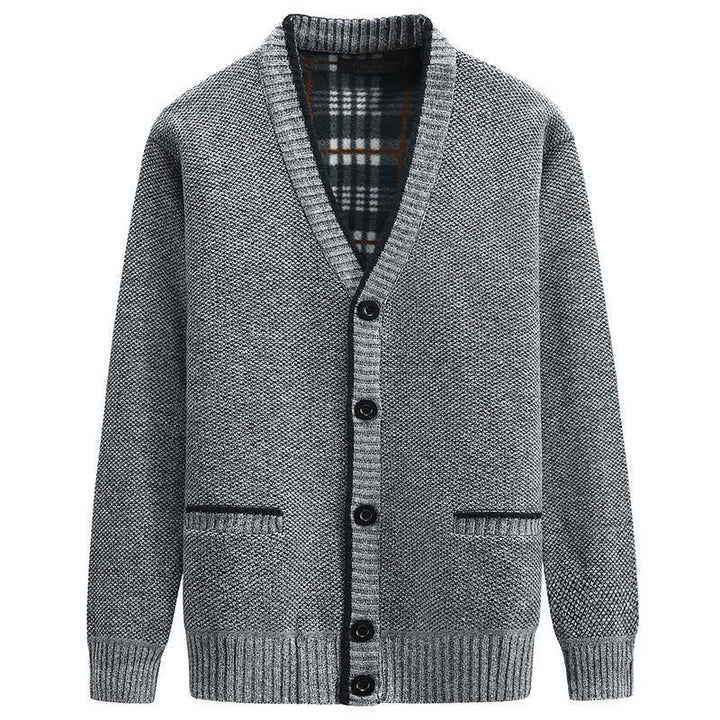 Herren Strickjacke mit V-Ausschnitt und hochwertigen Details Aliams