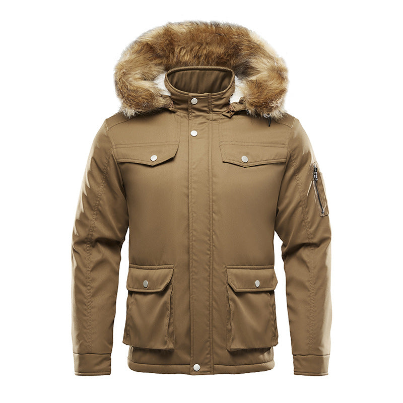 Herren isolierte Winterjacke mit abnehmbarer Kapuze und Futter Aliams