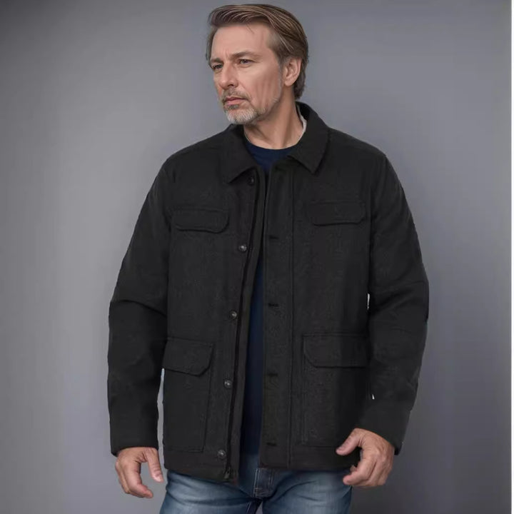 Herren Wolljacke mit funktionalen Taschen und modernem Schnitt Aliams