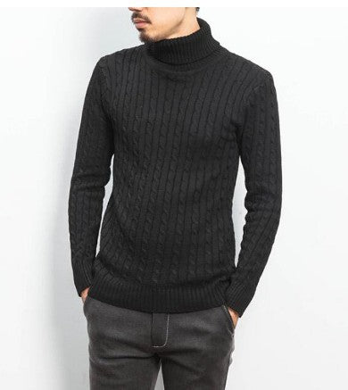 Herren Strickpullover mit hohem Kragen und Zopfmuster Aliams