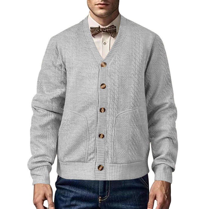 Herren Strickjacke mit V-Ausschnitt und praktischen Taschen Aliams