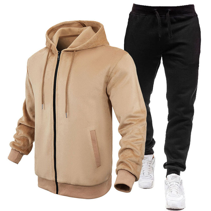 Herren Sportlicher Hoodie- und Jogginganzug mit Fleece-Futter und praktischen Taschen Aliams