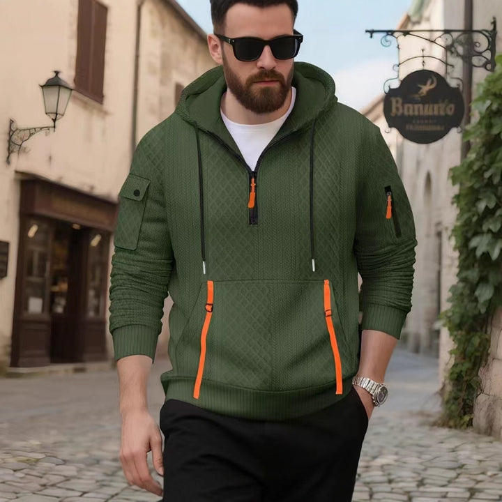 Herren stylischer Kapuzenpullover mit modernen Reißverschlusstaschen Aliams