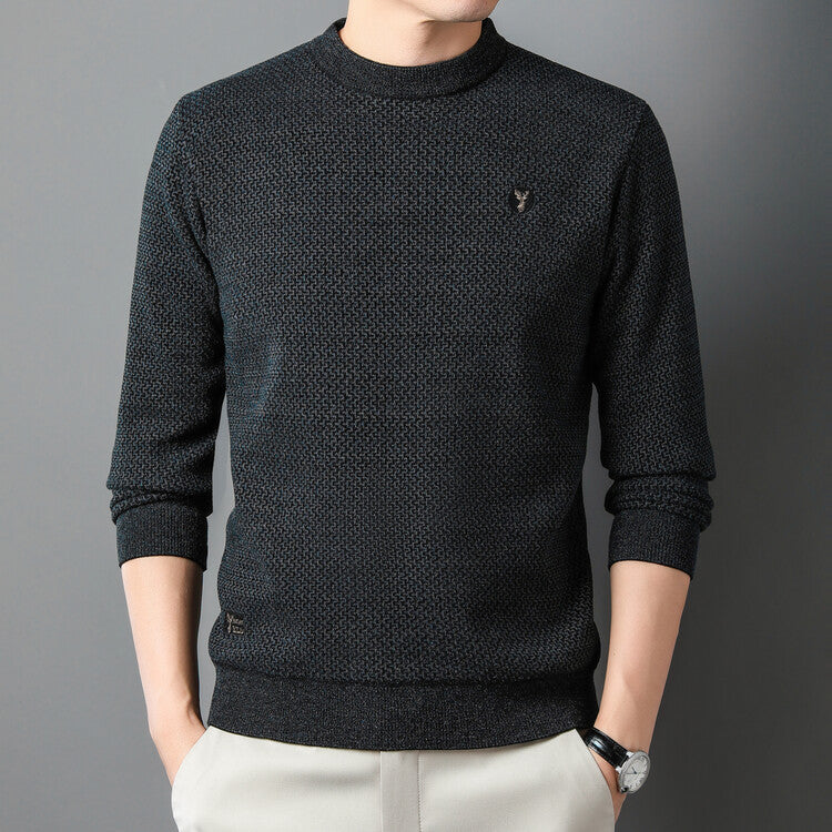 Herren Strukturierter Pullover mit Rundhalsausschnitt und hochwertiger Stricktextur Aliams