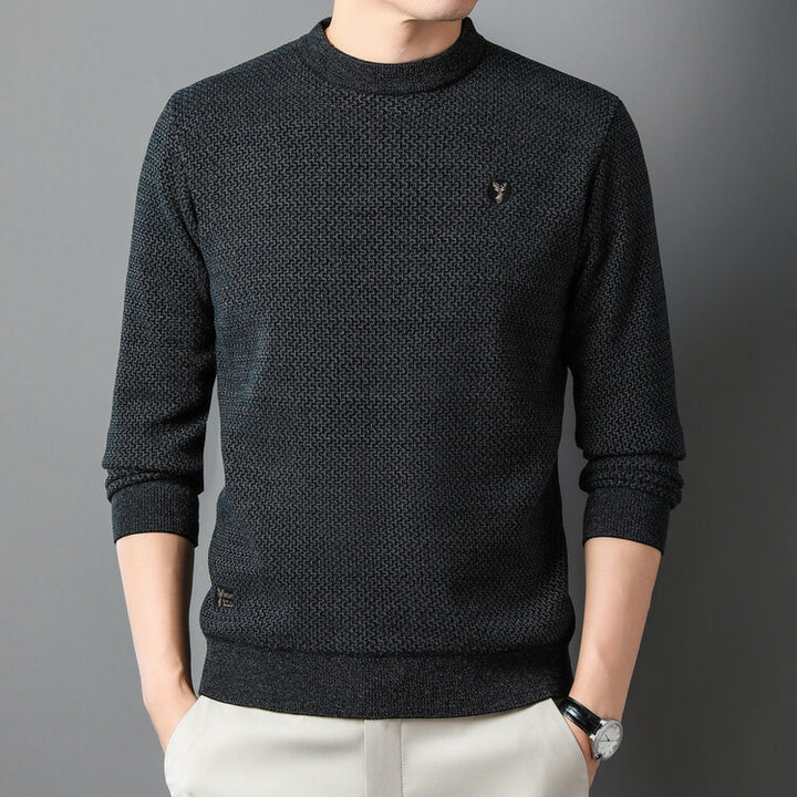 Herren Strukturierter Pullover mit Rundhalsausschnitt und hochwertiger Stricktextur Aliams