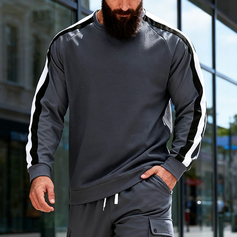 Herren sportlicher Sweatshirt mit Raglanärmeln und dekorativen Streifen Aliams