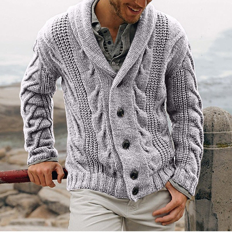 Herren Strickjacke mit modischem Zopfmuster und praktischen Taschen Aliams