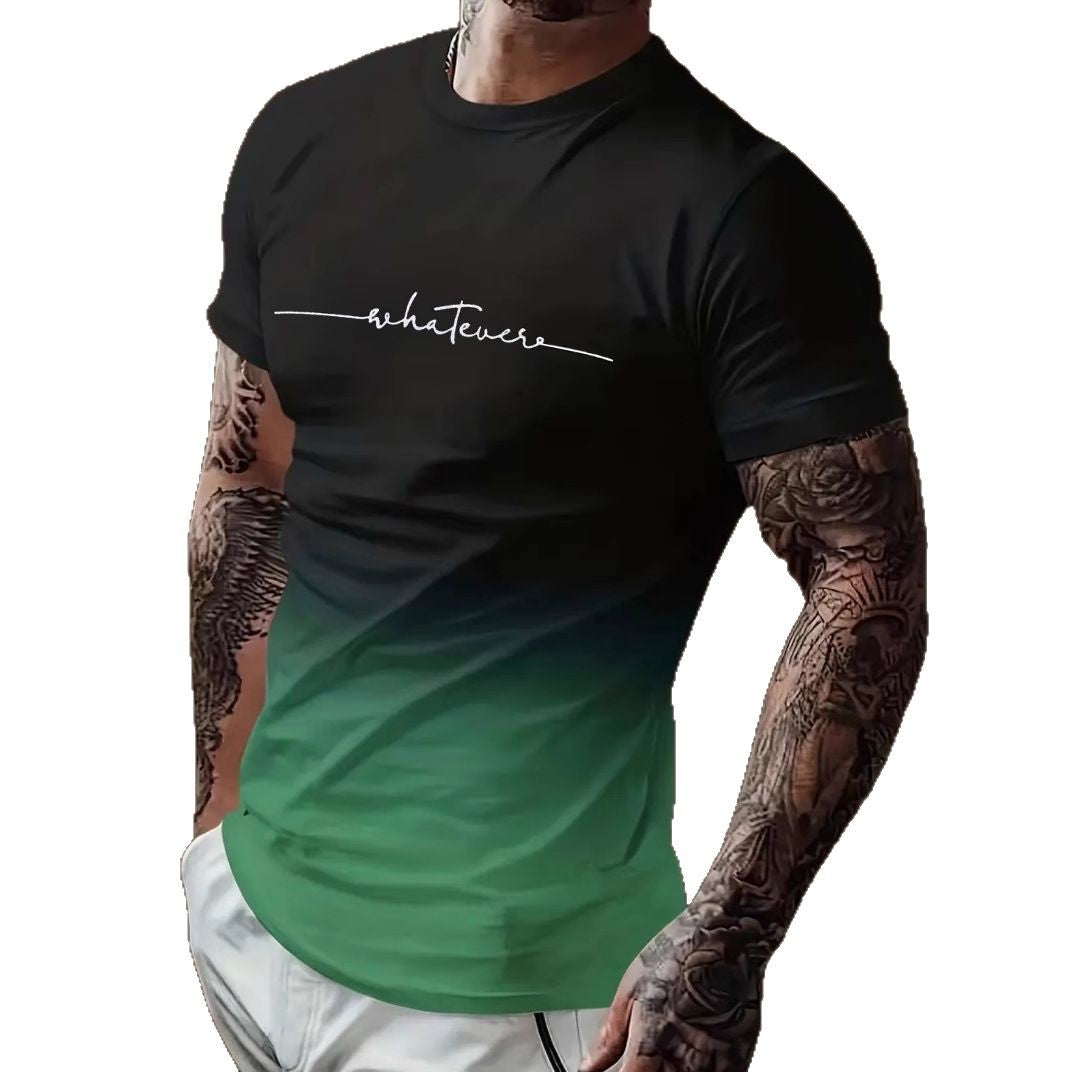 Herren T-Shirt mit modernem Farbverlauf und Palmenstickerei Aliams