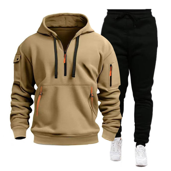 Herren sportliches Fleece-Set mit modischem Reißverschluss und praktischen Taschen Aliams