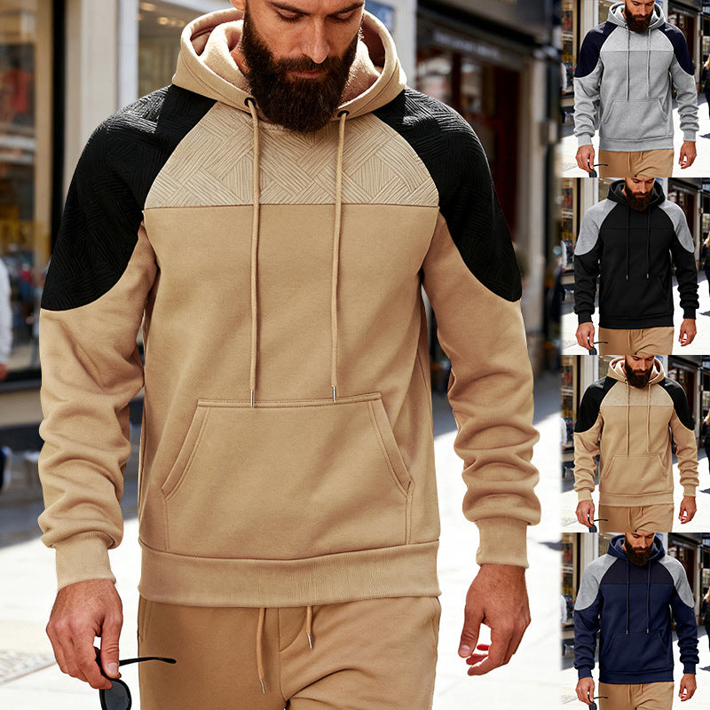 Herren sportlicher Kapuzenpullover mit strukturierten Ärmelpanels Aliams