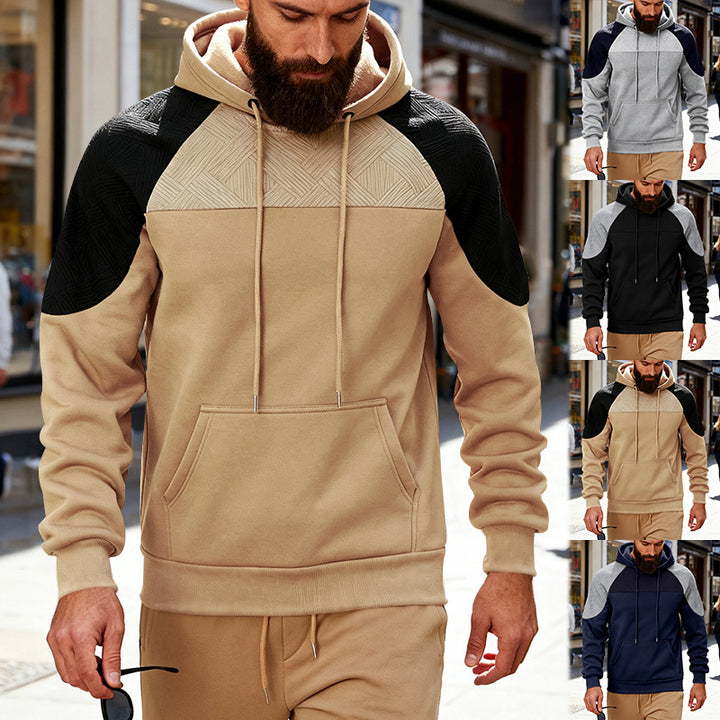 Herren sportlicher Kapuzenpullover mit strukturierten Ärmelpanels Aliams