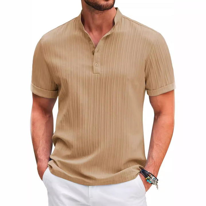 Herren Struktur Kurzarm Henley-Shirt Aliams