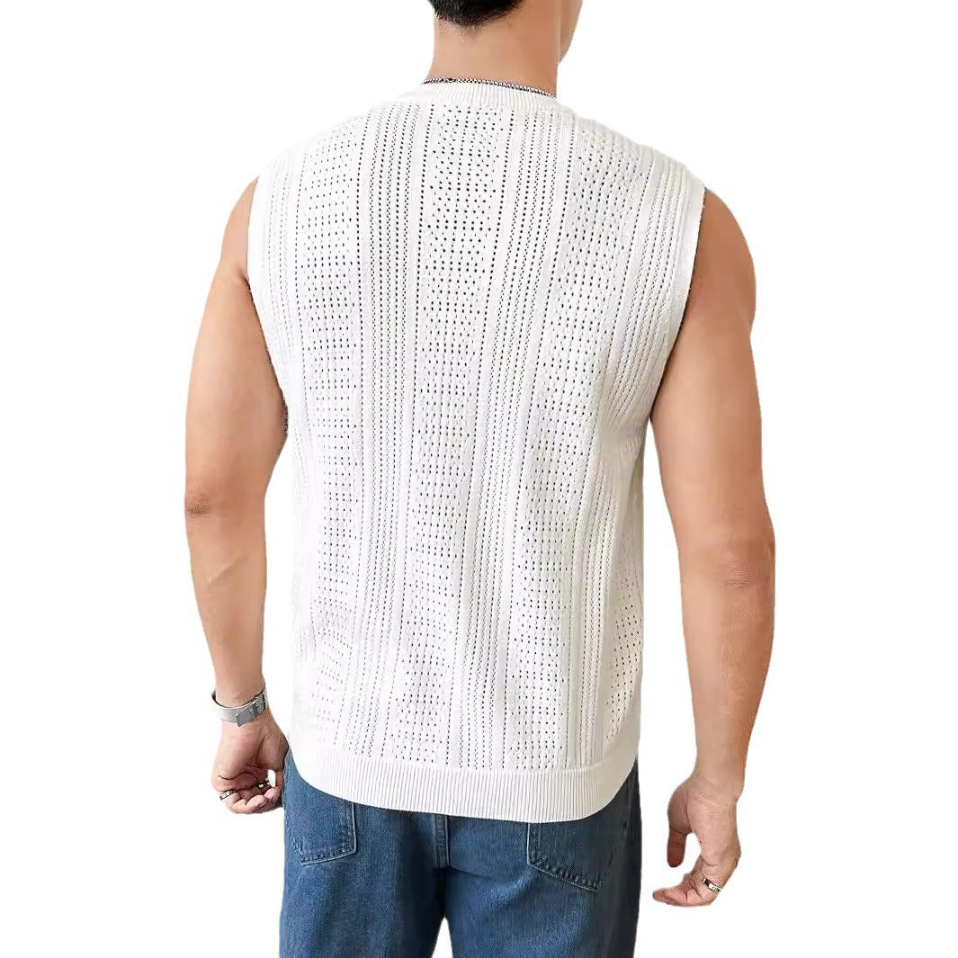 Herren Strickoberteil mit luftiger Lochmusterstruktur Aliams