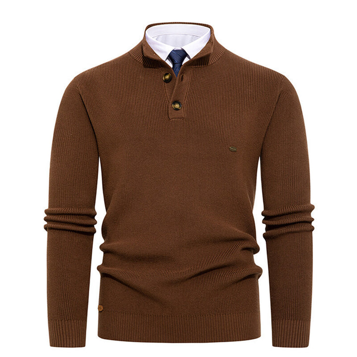 Herren Strickpullover mit Knopfdetails und modernem Stehkragen Aliams